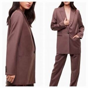 Aritzia Wilfred Belcastel Blazer Jacket Oversized Brown  minimalist sz xs